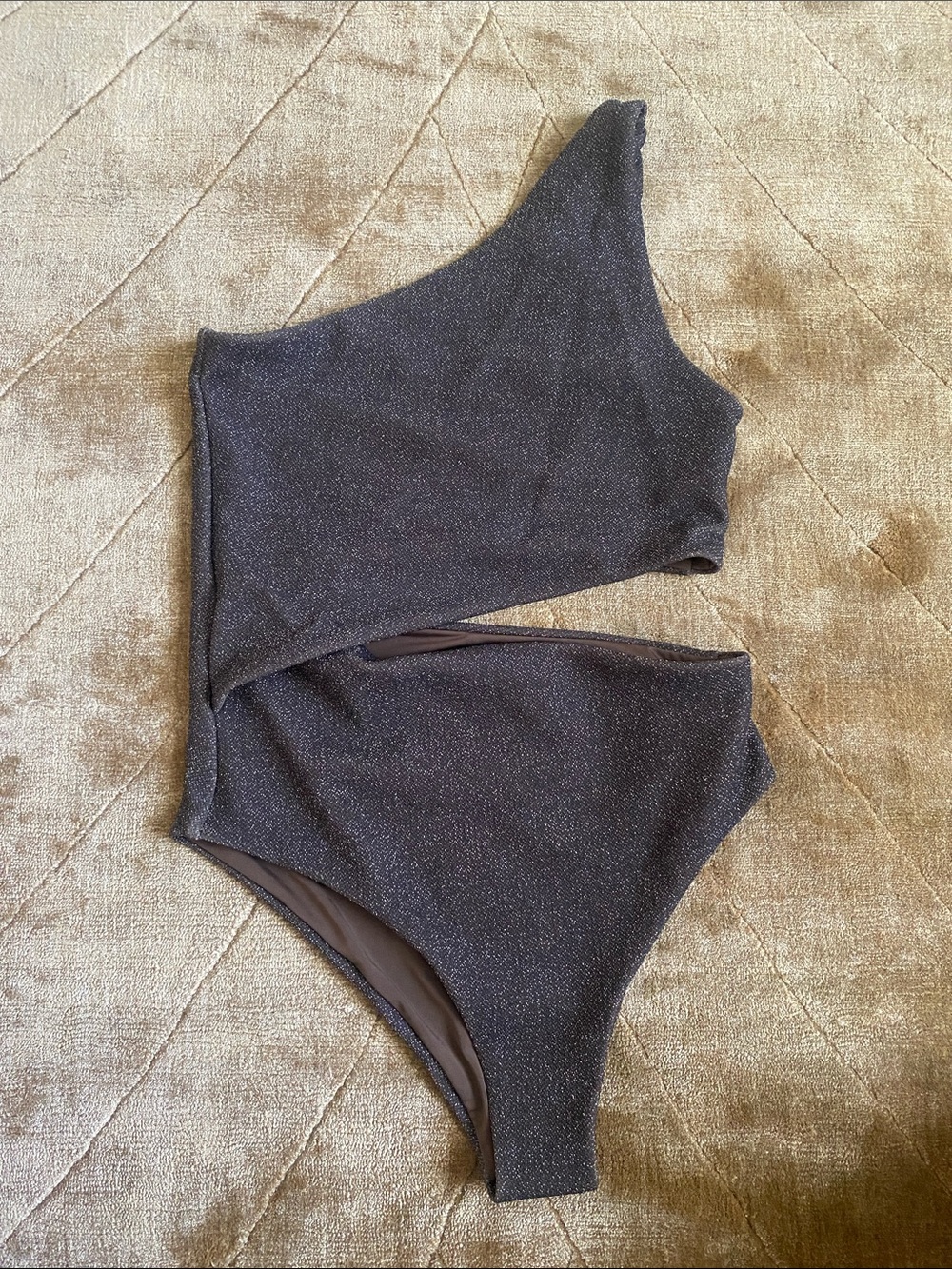 Beach Riot One-Shoulder Black Shimmer One-Piece Swimsuit